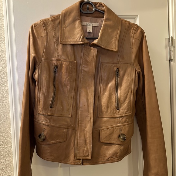 Ann Taylor loft camel color Leather jacket - Picture 5 of 10